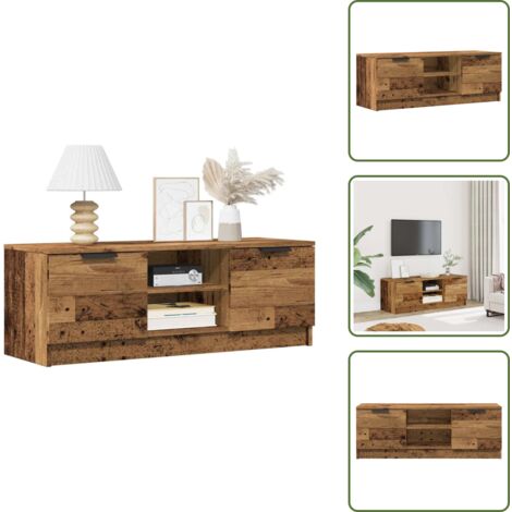 Madera antigua - vidaXL Mueble de TV madera contrachapada madera antigua 102x35x36,5 cm - Muebles de salón