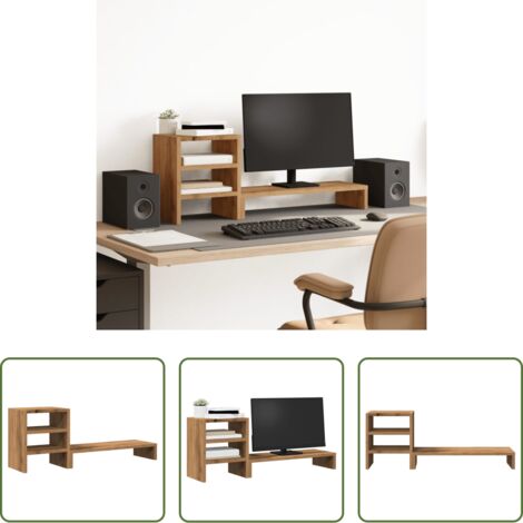 Madera artesanal -  Soporte de monitor con organizador escritorio madera artisian