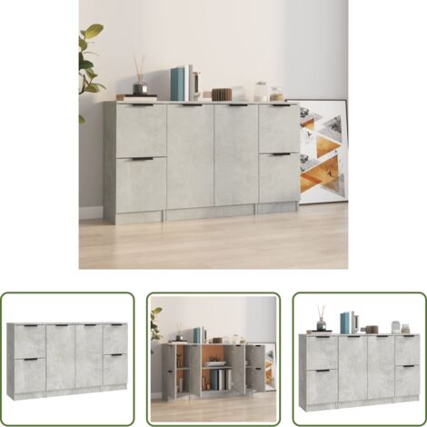 Madera contrachapada -  Aparadores 3 piezas madera contrachapada gris cemento
