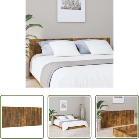 Madera contrachapada -  Cabecero cama madera contrachapada roble ahumado 200x1,5x80 cm