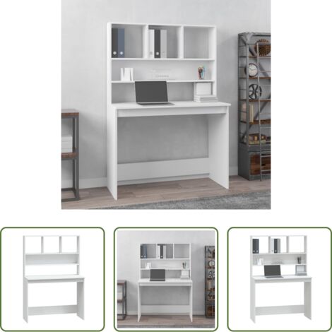 Madera contrachapada -  Escritorio estantes madera contrachapada blanco 102x45x148 cm