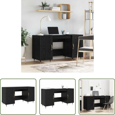 Madera contrachapada -  Escritorio Roble negro 140 x 50 x 75 cm Madera contrachapada