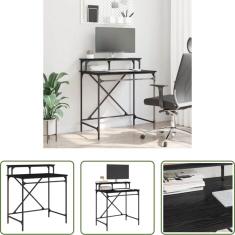 Madera contrachapada -  Escritorio Roble Negro 80 x 50 x 90 cm Madera contrachapada