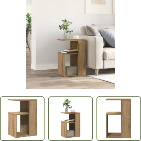 Madera contrachapada -  Mesa auxiliar de madera contrachapada roble artisan 36x30x56 cm