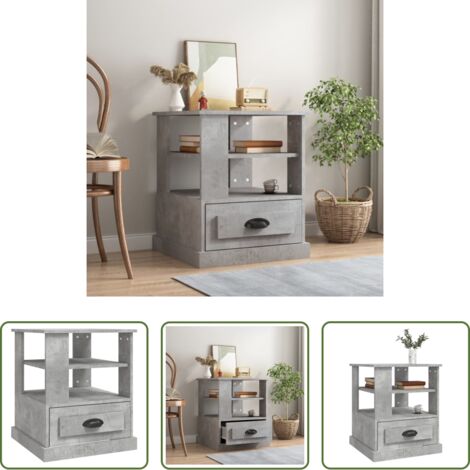 Madera contrachapada -  Mesa auxiliar madera contrachapada gris hormigón 50x50x60 cm