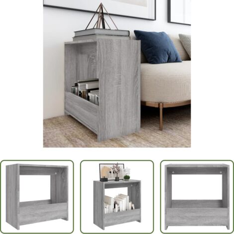 Madera contrachapada -  Mesa auxiliar madera contrachapada gris Sonoma 50x26x50 cm