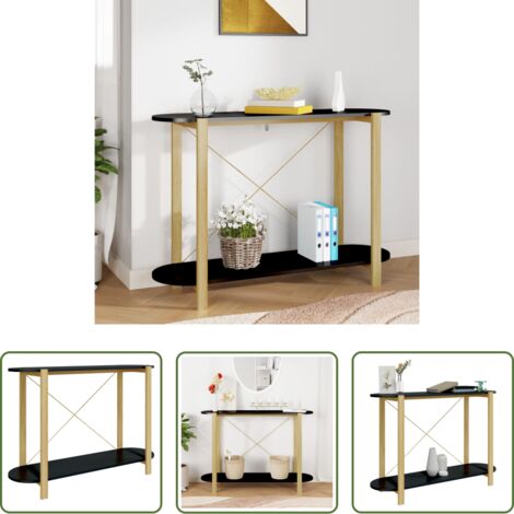 Madera contrachapada -  Mesa consola de madera contrachapada negro 110x38x75 cm