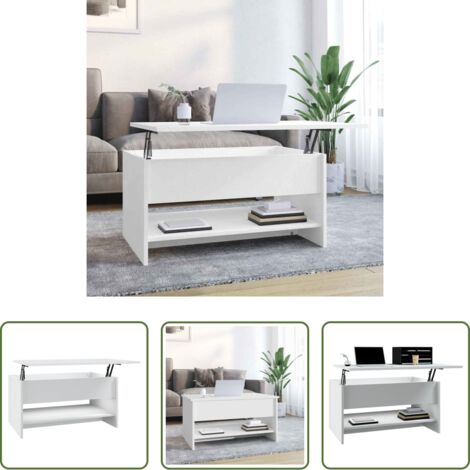Madera contrachapada -  Mesa de centro madera contrachapada blanca 80x50x40 cm