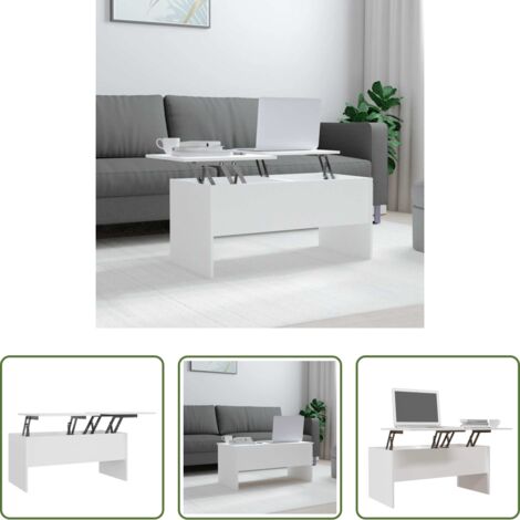Madera contrachapada -  Mesa de centro madera contrachapada blanco 102x50,5x46,5 cm