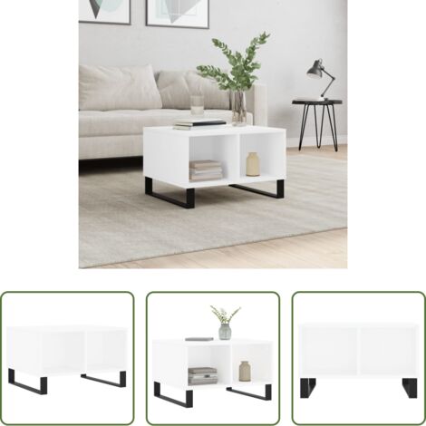 Madera contrachapada -  Mesa de centro madera contrachapada blanco 60x50x36,5 cm