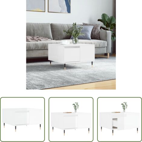 Madera contrachapada -  Mesa de centro madera contrachapada blanco brillo 55x55x36,5 cm