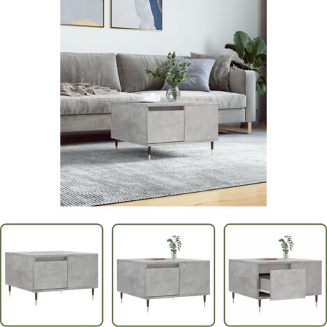 Madera contrachapada -  Mesa de centro madera contrachapada gris hormigón 55x55x36,5 cm