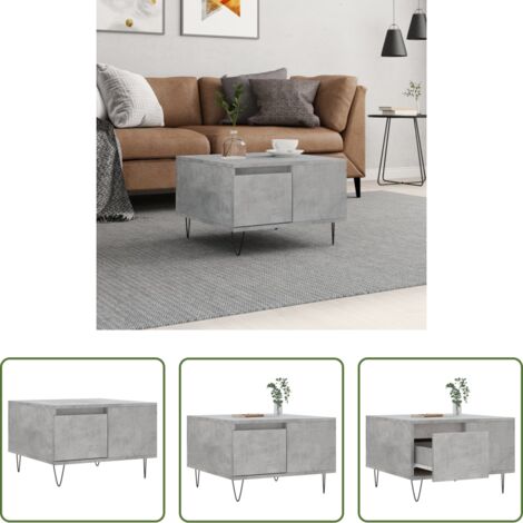 Madera contrachapada -  Mesa de centro madera contrachapada gris hormigón 55x55x36,5 cm