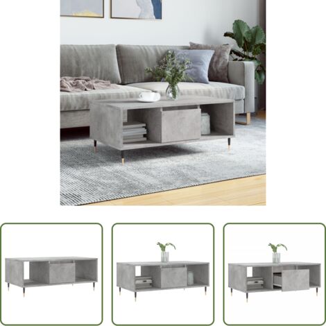 Madera contrachapada -  Mesa de centro madera contrachapada gris hormigón 90x50x36,5 cm