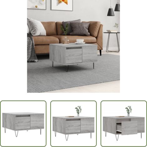 Madera contrachapada -  Mesa de centro madera contrachapada gris Sonoma 55x55x36,5 cm