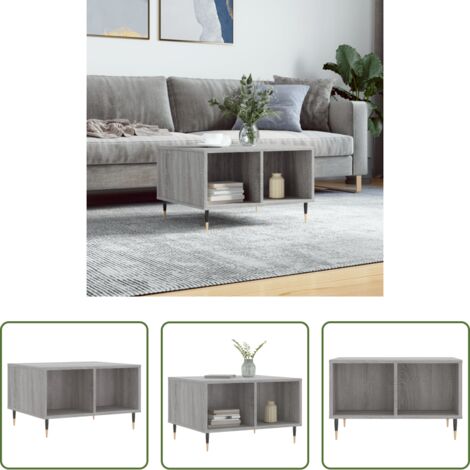 Madera contrachapada -  Mesa de centro madera contrachapada gris Sonoma 60x50x36,5 cm