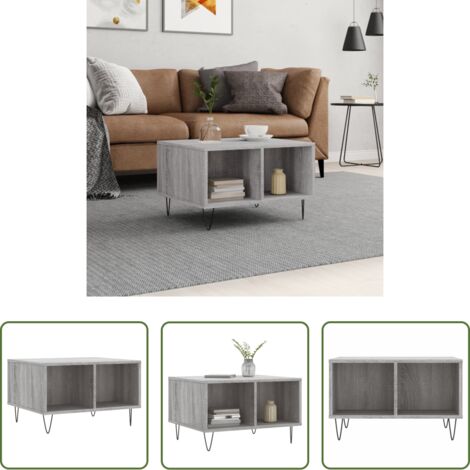 Madera contrachapada -  Mesa de centro madera contrachapada gris Sonoma 60x50x36,5 cm
