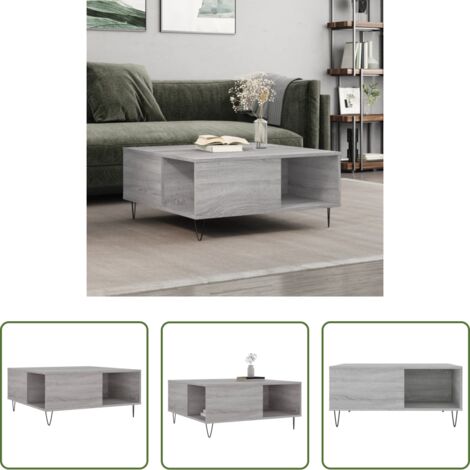 Madera contrachapada -  Mesa de centro madera contrachapada gris Sonoma 80x80x36,5 cm