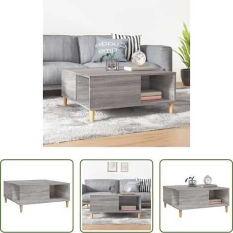 Madera contrachapada -  Mesa de centro madera contrachapada gris Sonoma 80x80x36,5 cm