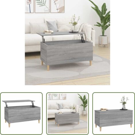 Madera contrachapada -  Mesa de centro madera contrachapada gris Sonoma 90x44,5x45 cm