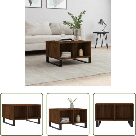 Madera contrachapada -  Mesa de centro madera contrachapada marrón roble 60x50x36,5 cm