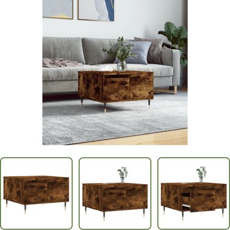 Madera contrachapada -  Mesa de centro madera contrachapada roble ahumado 55x55x36,5 cm