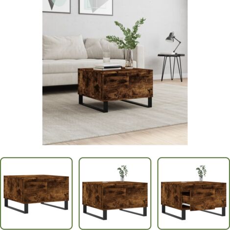 Madera contrachapada -  Mesa de centro madera contrachapada roble ahumado 55x55x36,5 cm