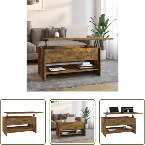 Madera contrachapada -  Mesa de centro madera contrachapada roble ahumado 80x50x40 cm