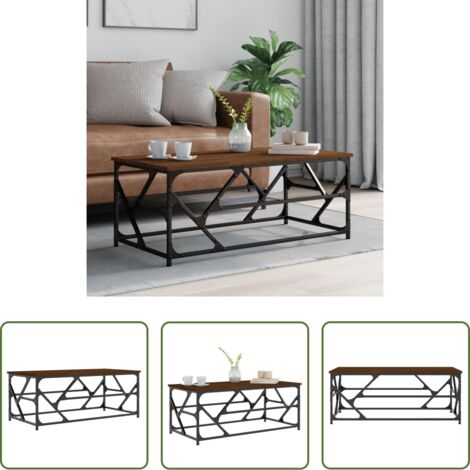 Madera contrachapada -  Mesa de centro madera contrachapada roble marrón 100x50x40 cm