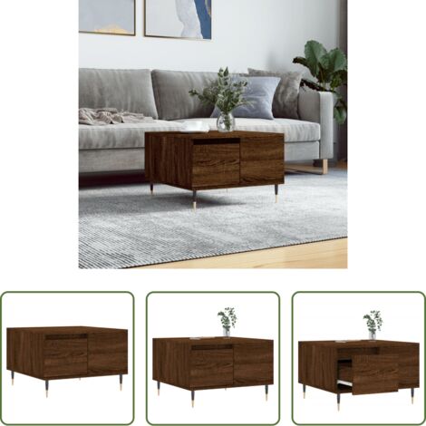 Madera contrachapada -  Mesa de centro madera contrachapada roble marrón 55x55x36,5 cm