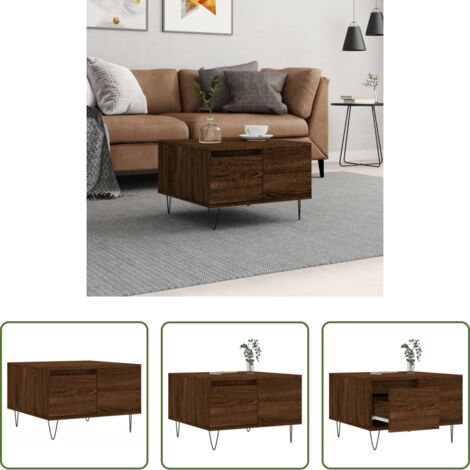 Madera contrachapada -  Mesa de centro madera contrachapada roble marrón 55x55x36,5 cm