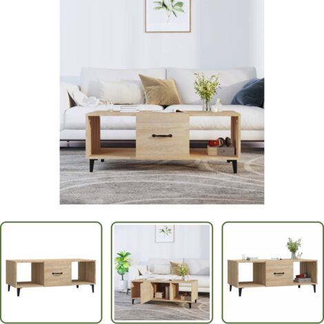 Madera contrachapada - Mesa de centro madera contrachapada roble sonoma 102x50x40 cm