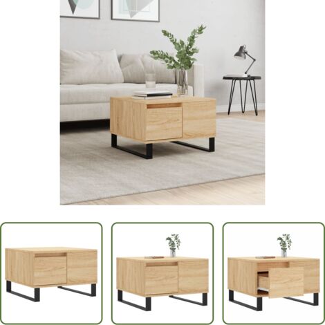 Madera contrachapada - Mesa de centro madera contrachapada roble Sonoma 55x55x36,5 cm