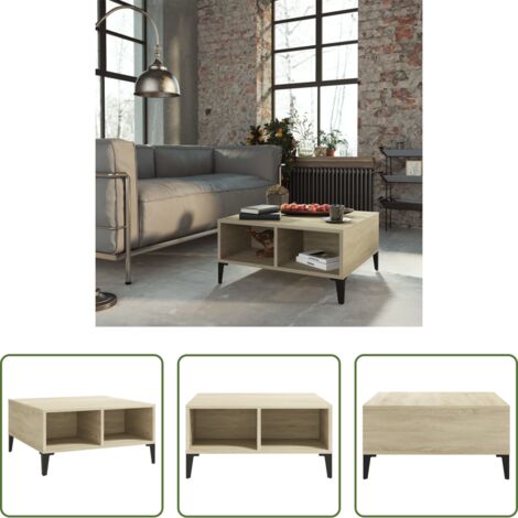 Madera contrachapada -  Mesa de centro madera contrachapada roble Sonoma 60x60x30 cm