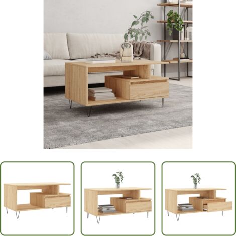 Madera contrachapada - Mesa de centro madera contrachapada roble Sonoma 90x49x45 cm