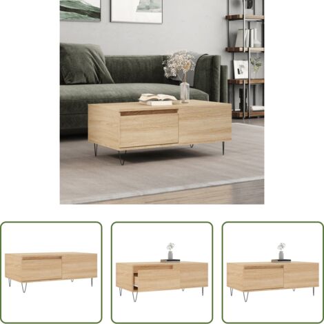 Madera contrachapada -  Mesa de centro madera contrachapada roble Sonoma 90x50x36,5 cm