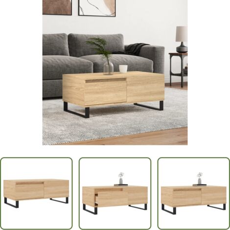 Madera contrachapada -  Mesa de centro madera contrachapada roble Sonoma 90x50x36,5 cm