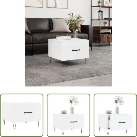 Madera contrachapada -  Mesa de centro madera de ingeniería brillo blanco 50x50x40 cm