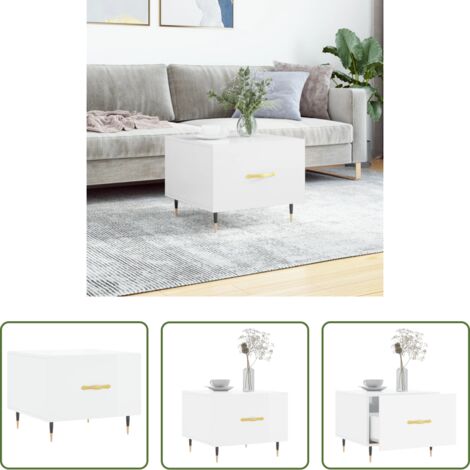 Madera contrachapada -  Mesa de centro madera de ingeniería brillo blanco 50x50x40 cm
