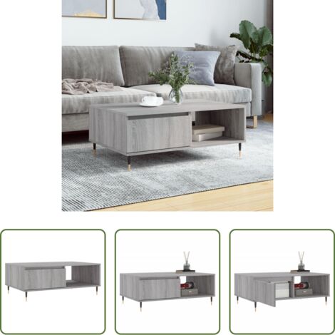 Madera contrachapada -  Mesa de centro madera de ingeniería gris Sonoma 90x60x35 cm