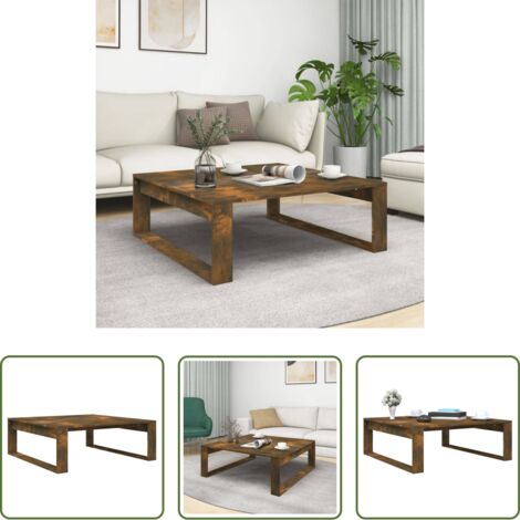 Madera contrachapada -  Mesa de centro madera de ingeniería roble ahumado 100x100x35 cm
