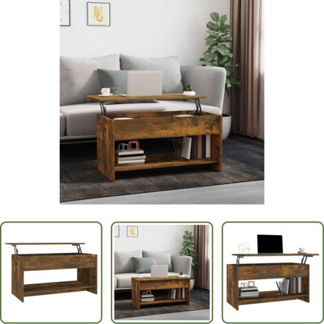 Madera contrachapada -  Mesa de centro madera de ingeniería roble ahumado 102x50x52,5cm