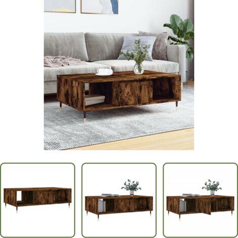 Madera contrachapada -  Mesa de centro madera de ingeniería roble ahumado 104x60x35 cm