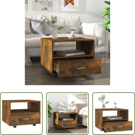 Madera contrachapada - Mesa de centro madera de ingeniería roble ahumado 55x55x40 cm