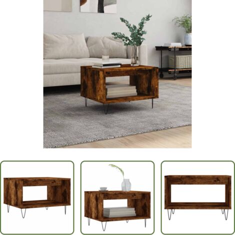 Madera contrachapada -  Mesa de centro madera de ingeniería roble ahumado 60x50x40 cm