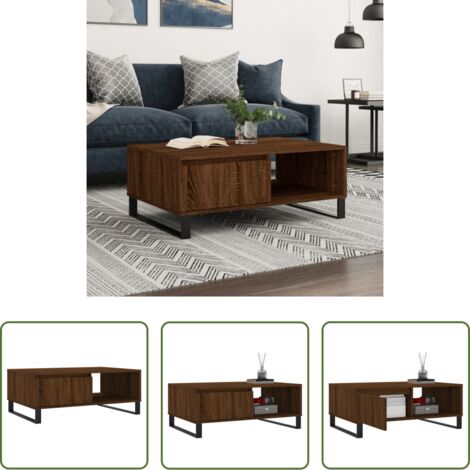 Madera contrachapada -  Mesa de centro madera de ingeniería roble marrón 90x60x35 cm