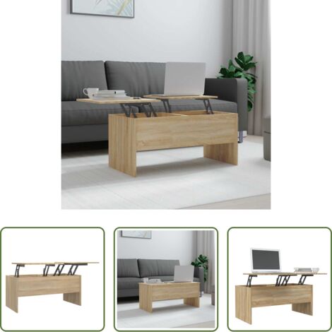 Madera contrachapada - Mesa de centro madera ingeniería roble Sonoma 102x50,5x46,5 cm