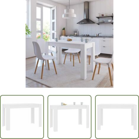 Madera contrachapada -  Mesa de comedor de madera de ingeniería blanco 120x60x76 cm