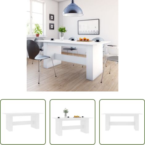 Madera contrachapada -  Mesa de comedor de madera de ingeniería blanco 180x90x76 cm
