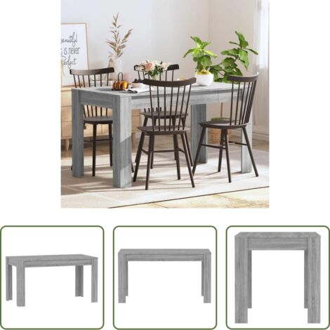 Madera contrachapada -  Mesa de comedor madera contrachapada gris Sonoma 140x74,5x76 cm
